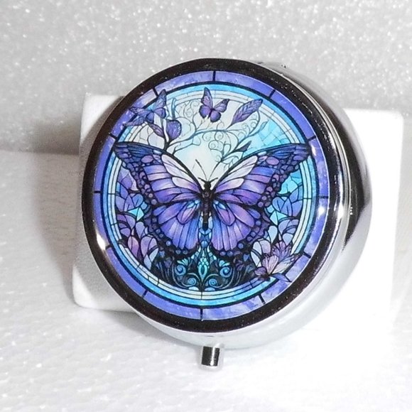 Purple Butterfly Pill Box/Case - Picture 1 of 4